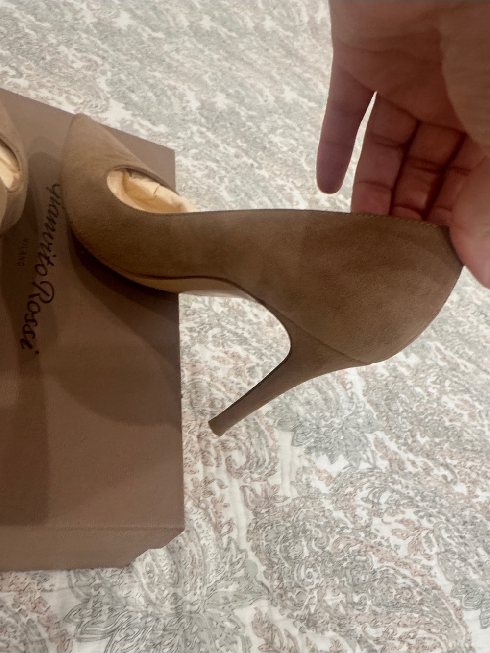 Gianvito Rossi Taupe Suede Pointed-Toe Pumps - Picture 3 of 5